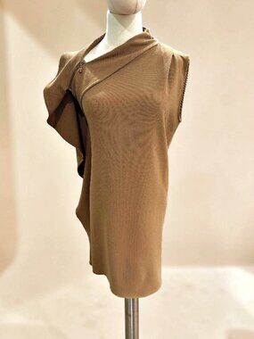 SPACE Style Concept Italy Dress 44 US 8 Brown Avant Garde Asymmetrical Ruffle